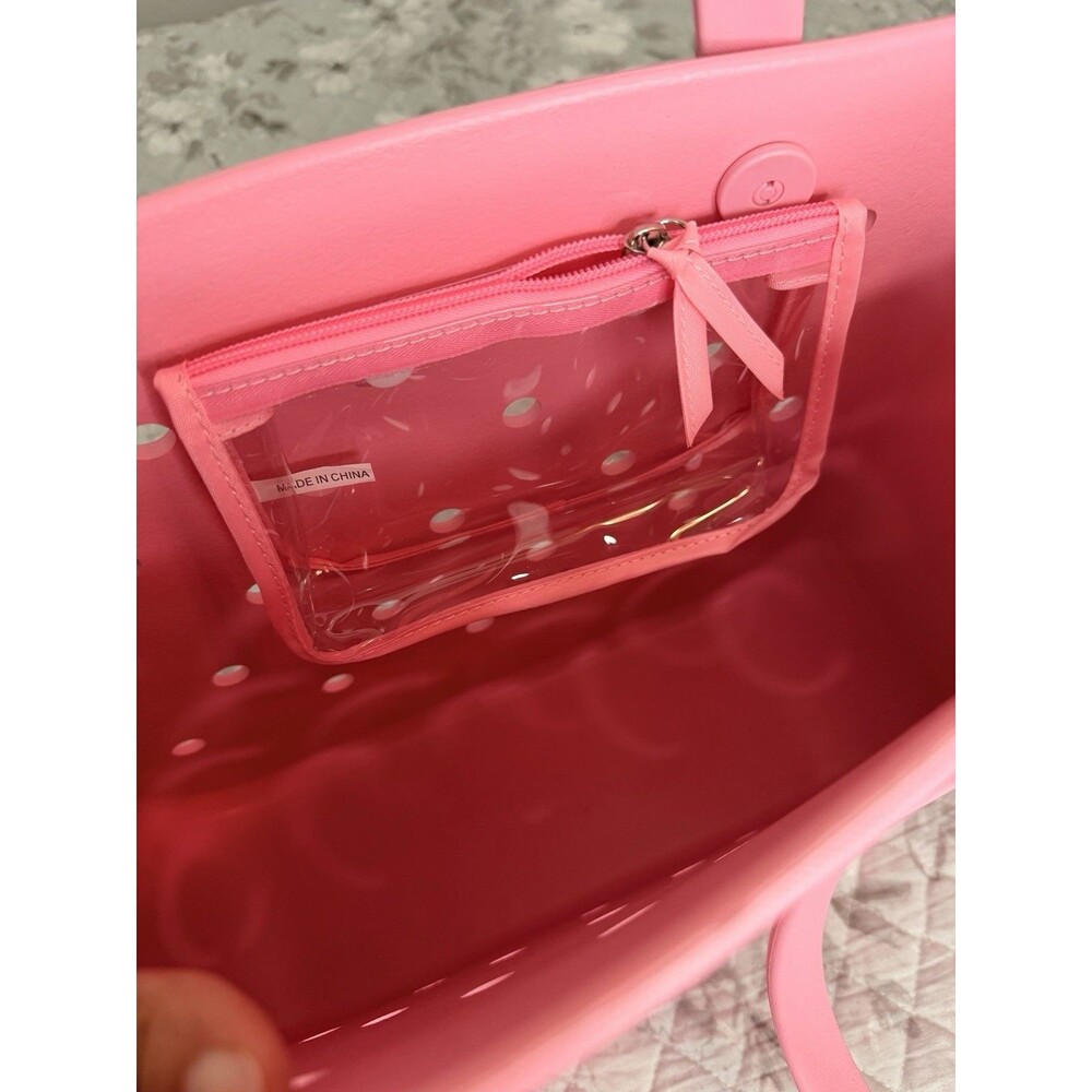 Bogg Bag Bitty Tote Bubblegum Pink Small EVA Beach Pool Bag Waterproof Purse - Picture 5 of 9